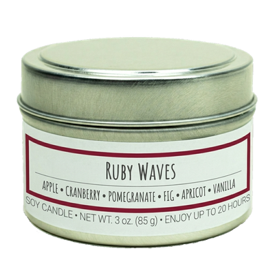 Ruby Waves scented 3 oz. soy candle in travel tin