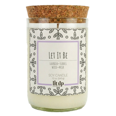 Let It Be 12 oz. soy candle in upcycled wine bottle | Lavender, Florals, Musk