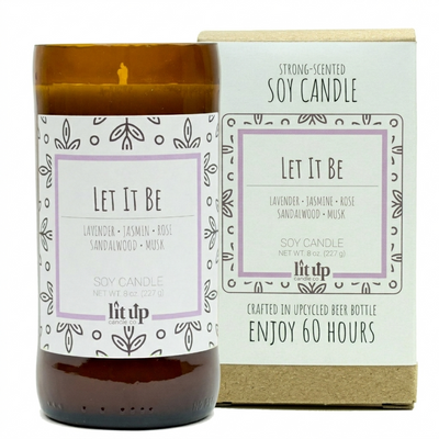 Let It Be 8 oz. soy candle in upcycled beer bottle | Lavender, Florals, Musk