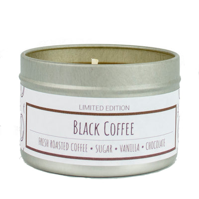Black Coffee scented 3 oz. soy candle in travel tin - Limited Edition