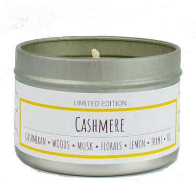 Cashmere scented 3 oz. soy candle in travel tin - Limited Edition