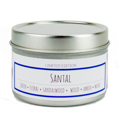Santal scented 3 oz. soy candle in travel tin - Limited Edition