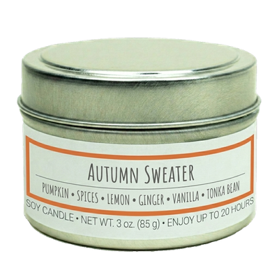 Autumn Sweater scented 3 oz. soy candle in travel tin