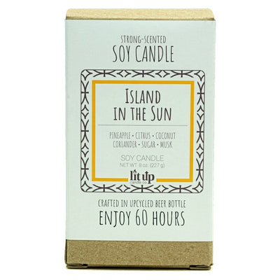 Island in the Sun scented 8 oz. soy candle in upcycled beer bottle - FKA Pineapple Cilantro