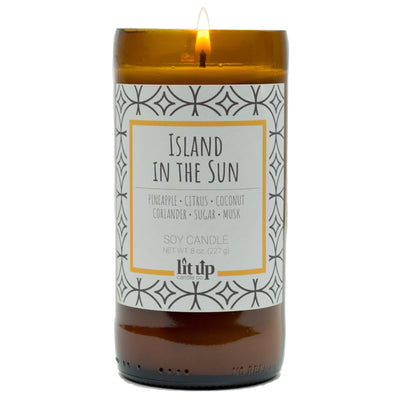 Island in the Sun scented 8 oz. soy candle in upcycled beer bottle - FKA Pineapple Cilantro