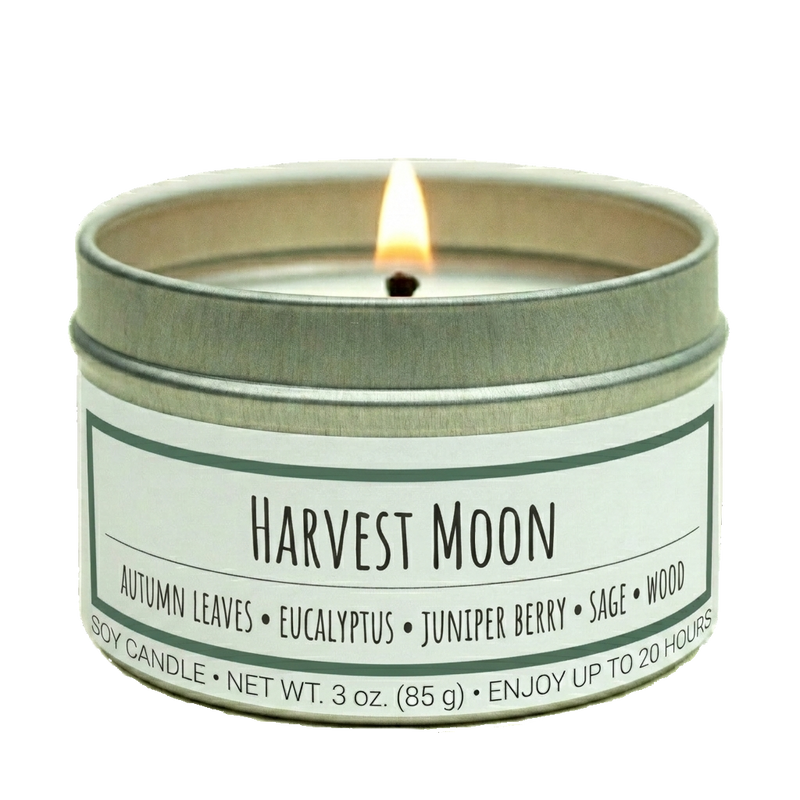 Harvest Moon scented 3 oz. soy candle in travel tin