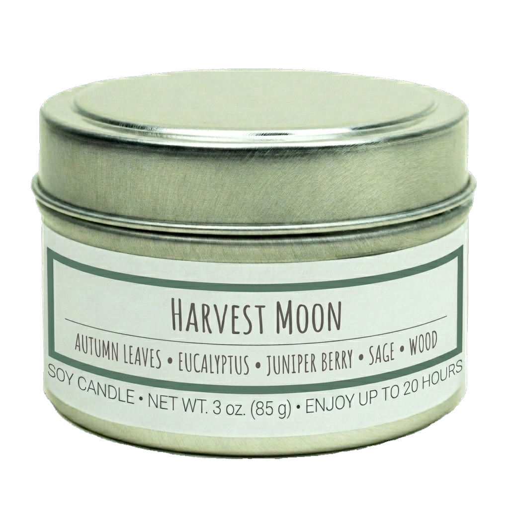 Harvest Moon scented 3 oz. soy candle in travel tin