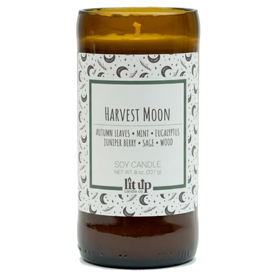 Harvest Moon scented 8 oz. soy candle in upcycled beer bottle