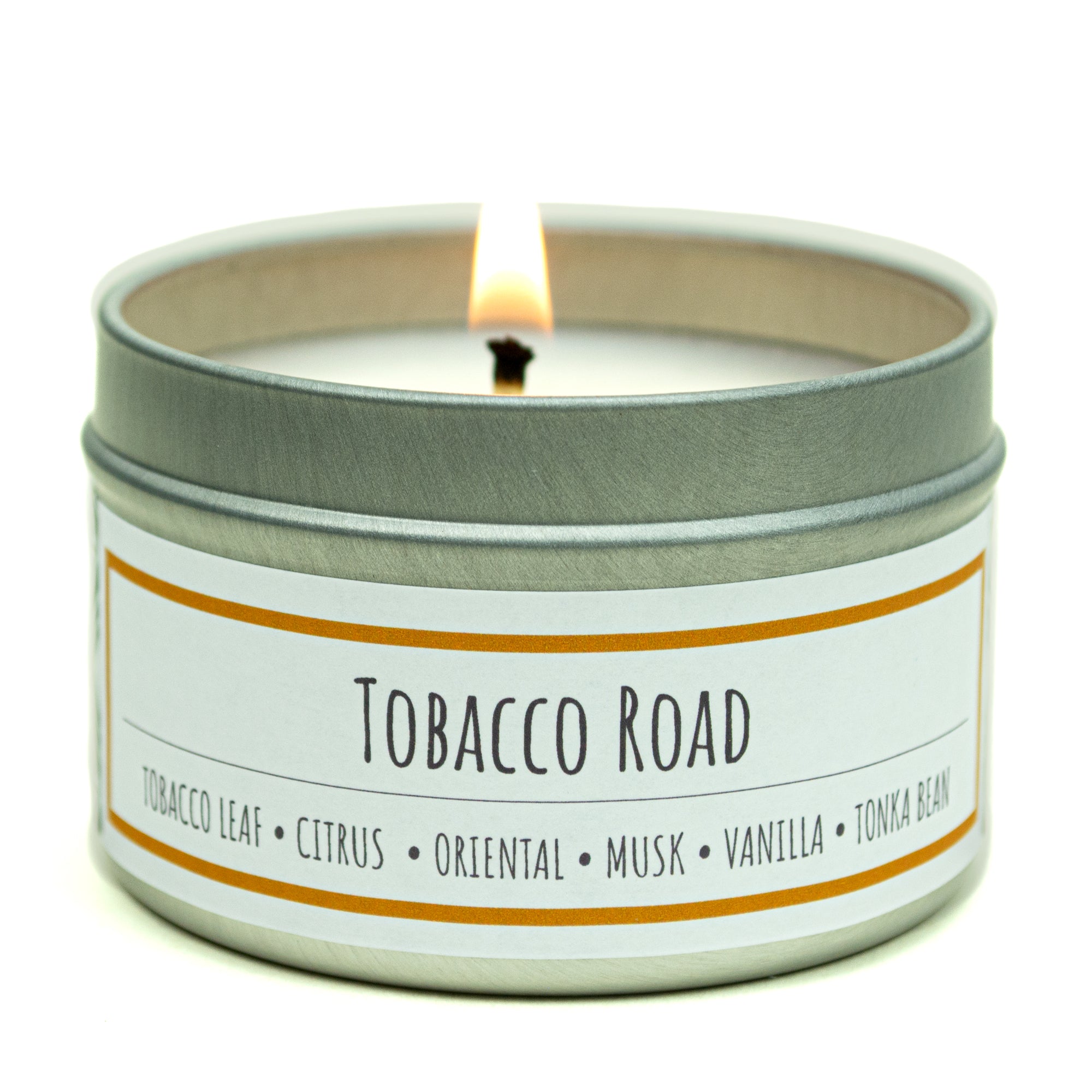 Tobacco Road scented 3 oz. soy candle in travel tin