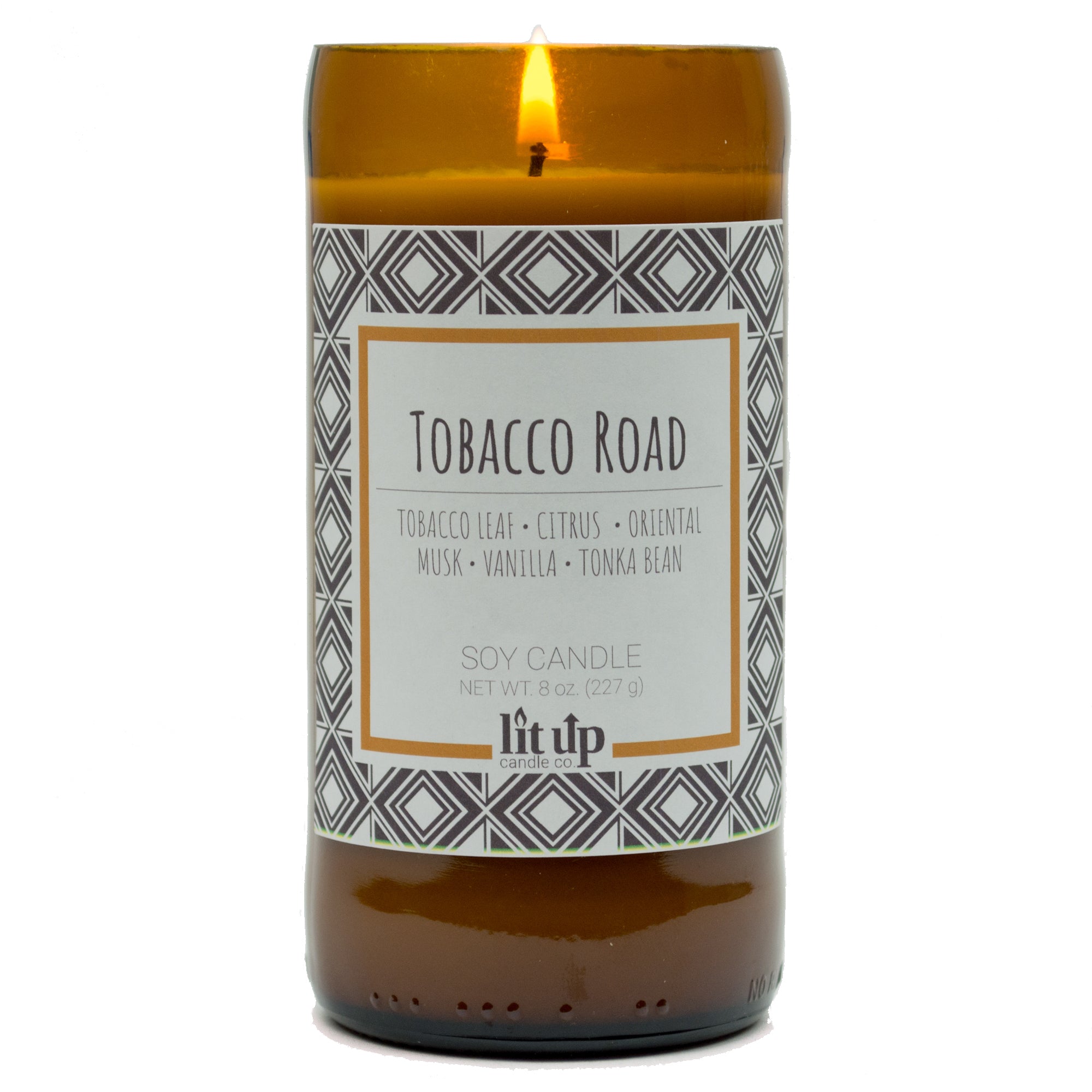 cigarette candle Tobacco Road scented 8 oz. soy candle in upcycled beer bottle cigarette candle Tobacco Road scented 8 oz. soy candle in upcycled beer bottle