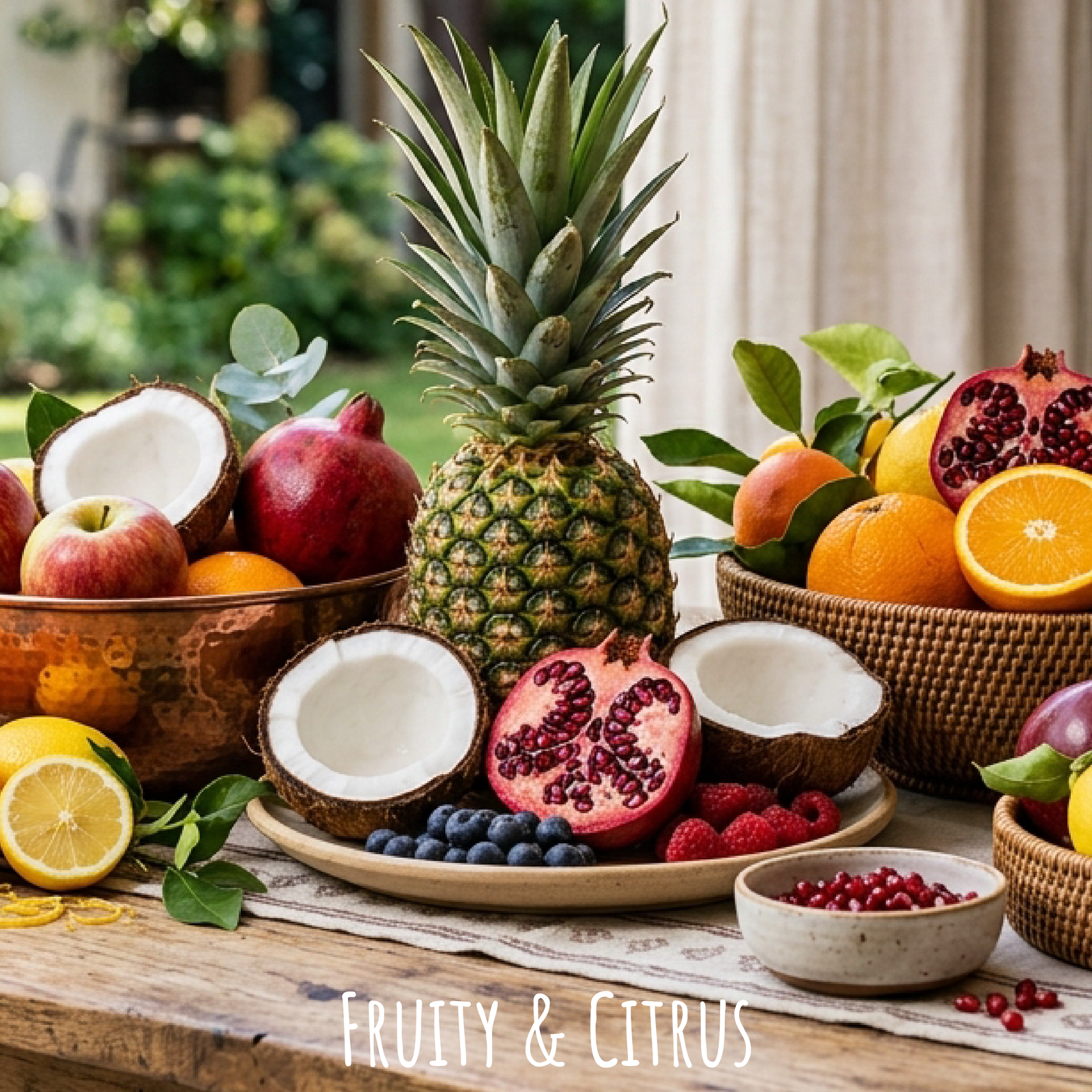 Various fruits arranged on a table