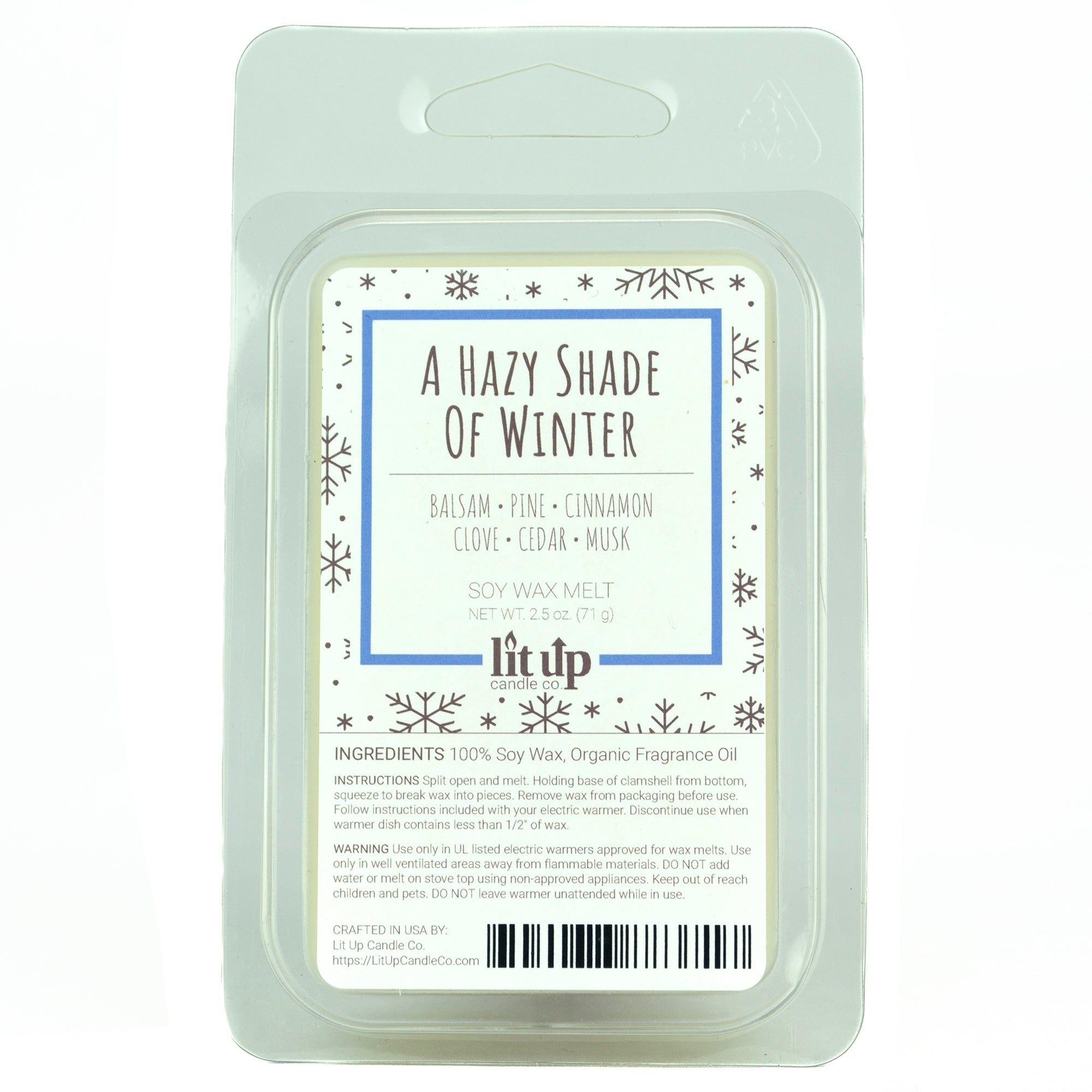 A Hazy Shade of Winter scented 2.5 oz. soy wax melt - FKA Alpine Cheer