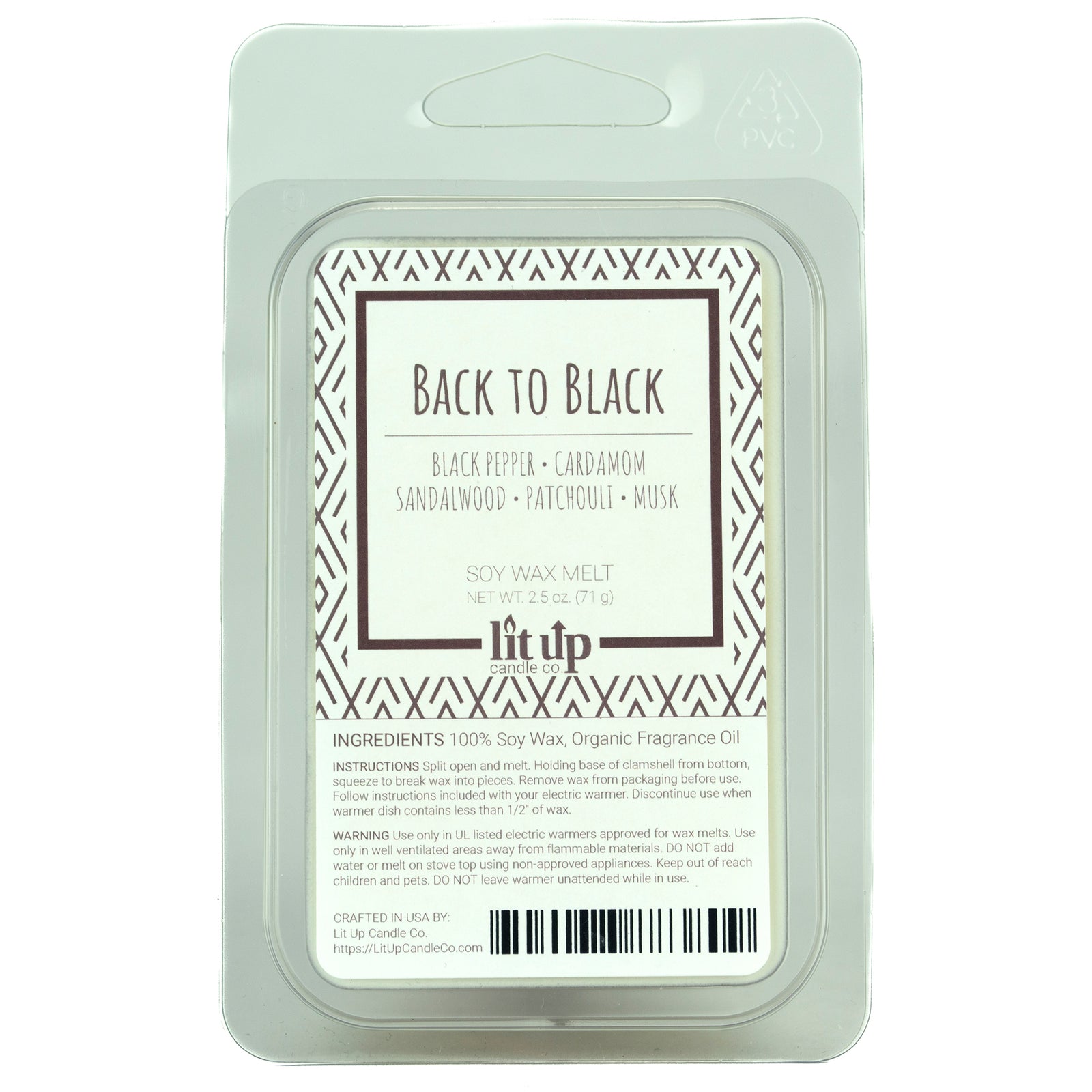 Back to Black scented 2.5 oz. soy wax melt - FKA Birch & Black Pepper