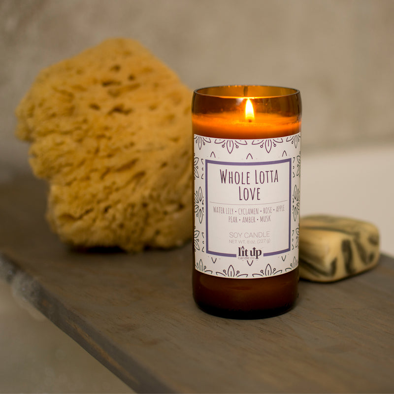Whole Lotta Love 8 oz. soy candle in upcycled beer bottle | Fruity, Floral