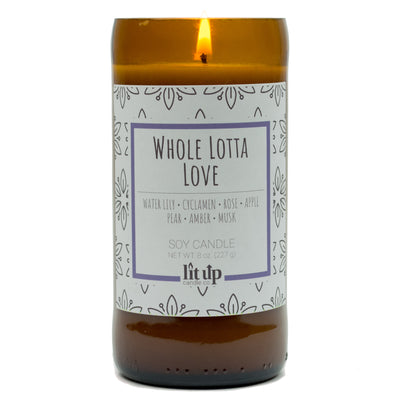 Whole Lotta Love scented 8 oz. soy candle in upcycled beer bottle - FKA Beautiful Day
