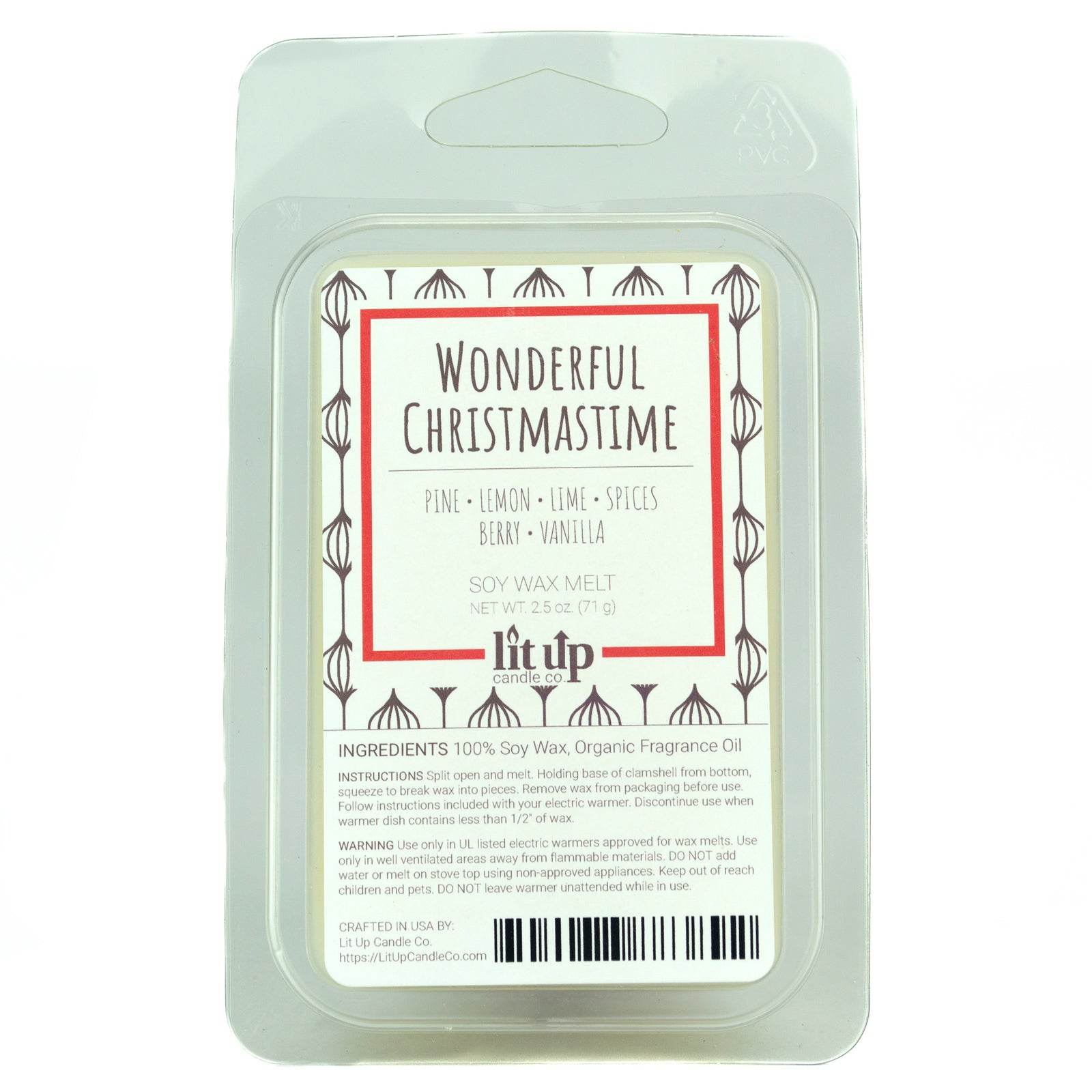 Wonderful Christmastime scented 2.5 oz. soy wax melt - FKA Christmas Hearth