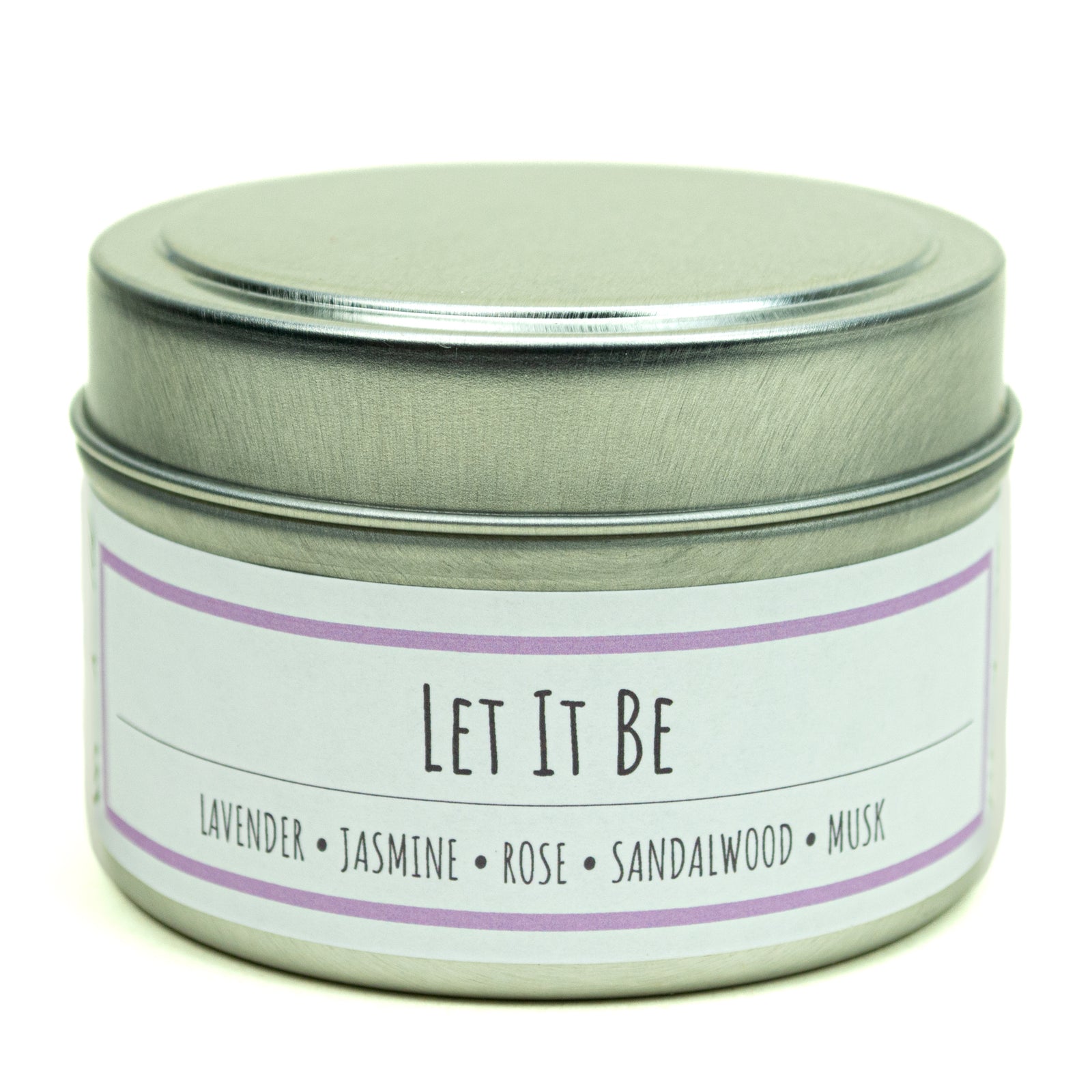 Let It Be scented 3 oz. soy candle in travel tin - FKA Lavender Vetiver