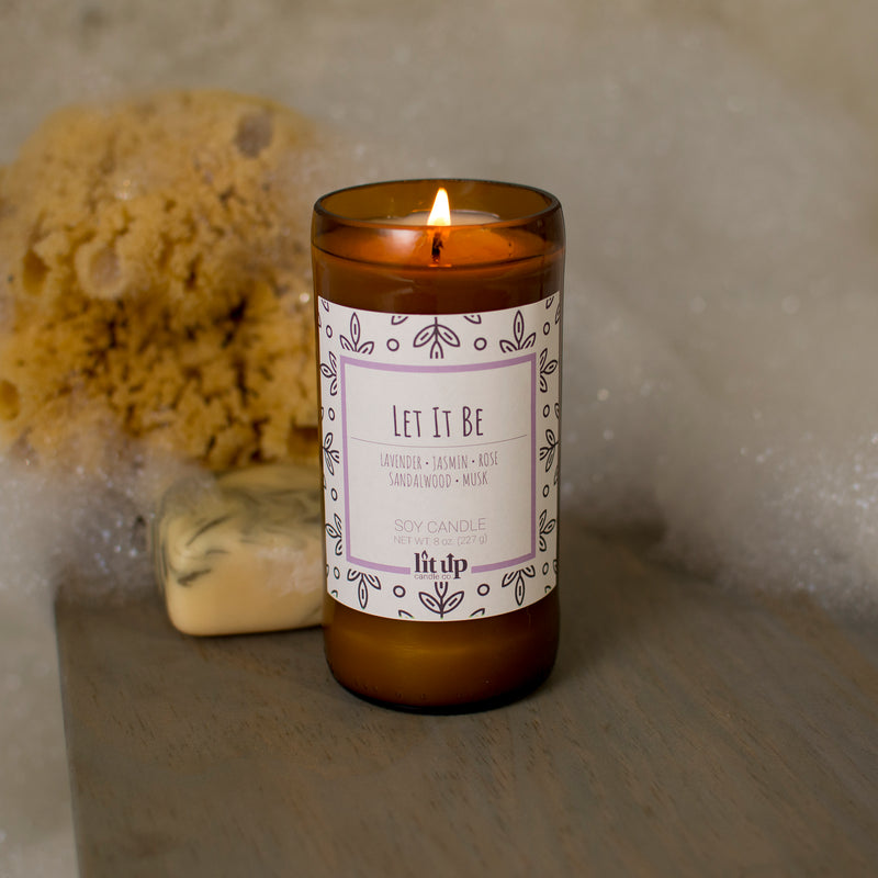 Let It Be 8 oz. soy candle in upcycled beer bottle | Lavender, Florals, Musk