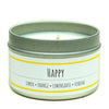 Happy scented 3 oz. soy candle in travel tin - FKA Lemon Verbena