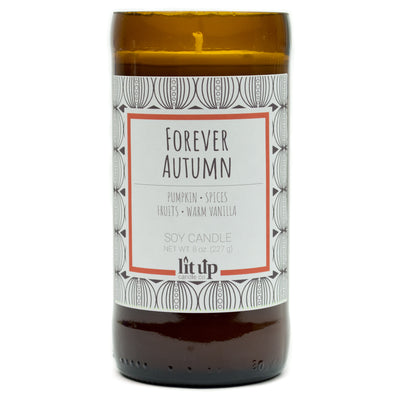 Forever Autumn scented 8 oz. soy candle in upcycled beer bottle - FKA Pumpkin Apple Butter