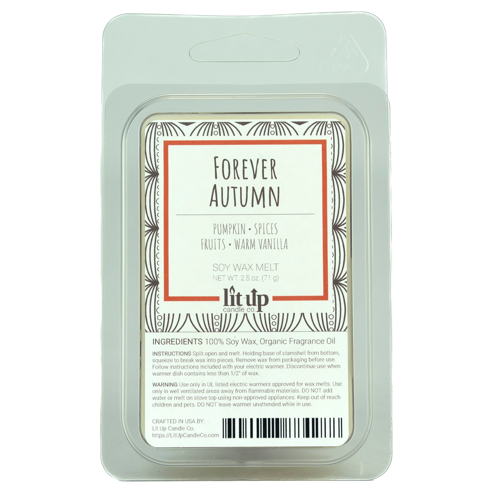 Forever Autumn scented 2.5 oz. soy wax melt - FKA Pumpkin Apple Butter