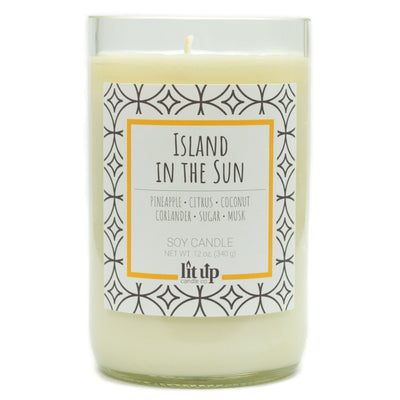 Island in the Sun scented 12 oz. soy candle in upcycled wine bottle - FKA Pineapple Cilantro