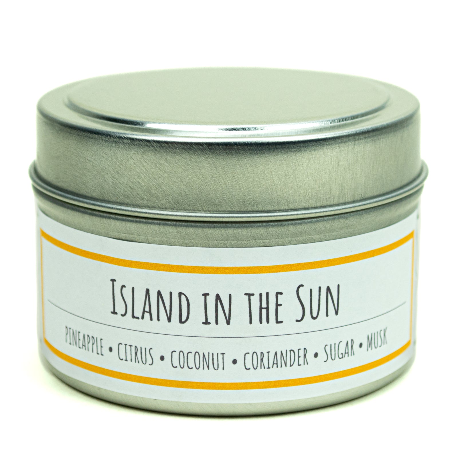 Island in the Sun scented 3 oz. soy candle in travel tin - FKA Pineapple Cilantro
