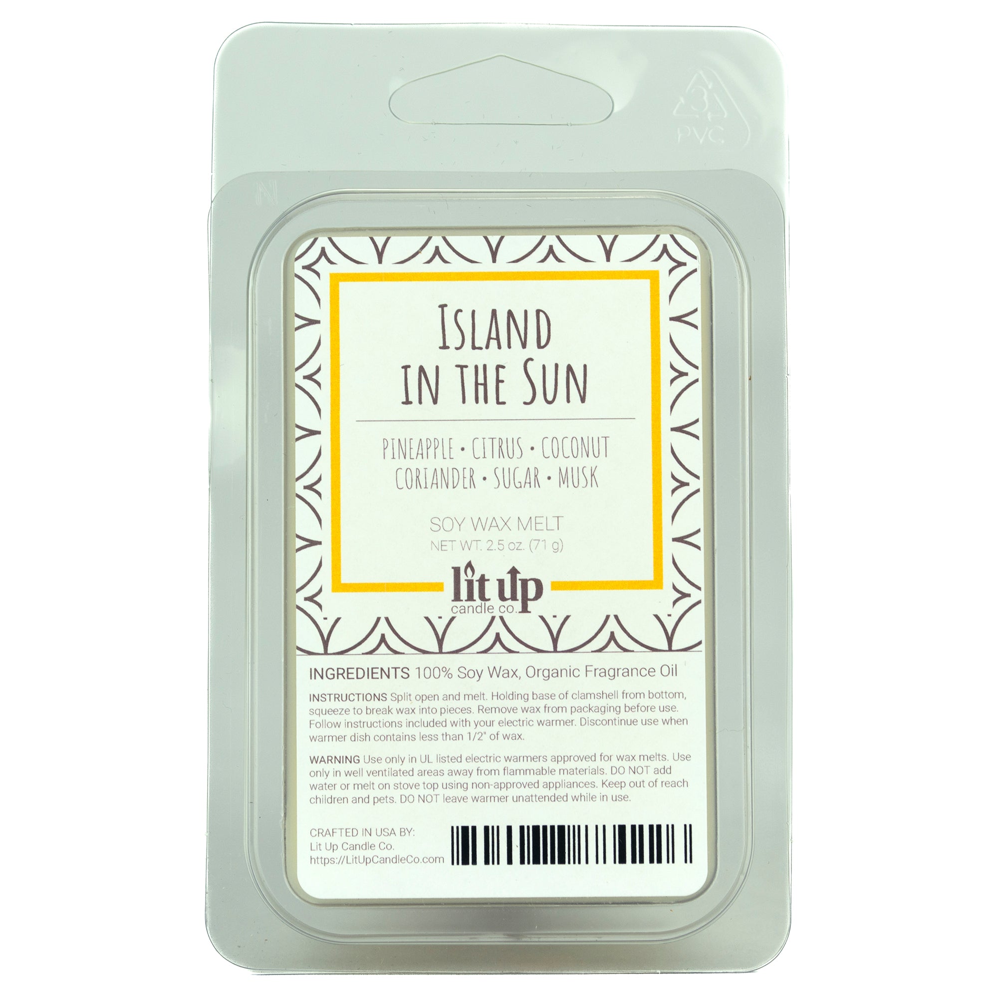 Island in the Sun scented 2.5 oz. soy wax melt - FKA Pineapple Cilantro