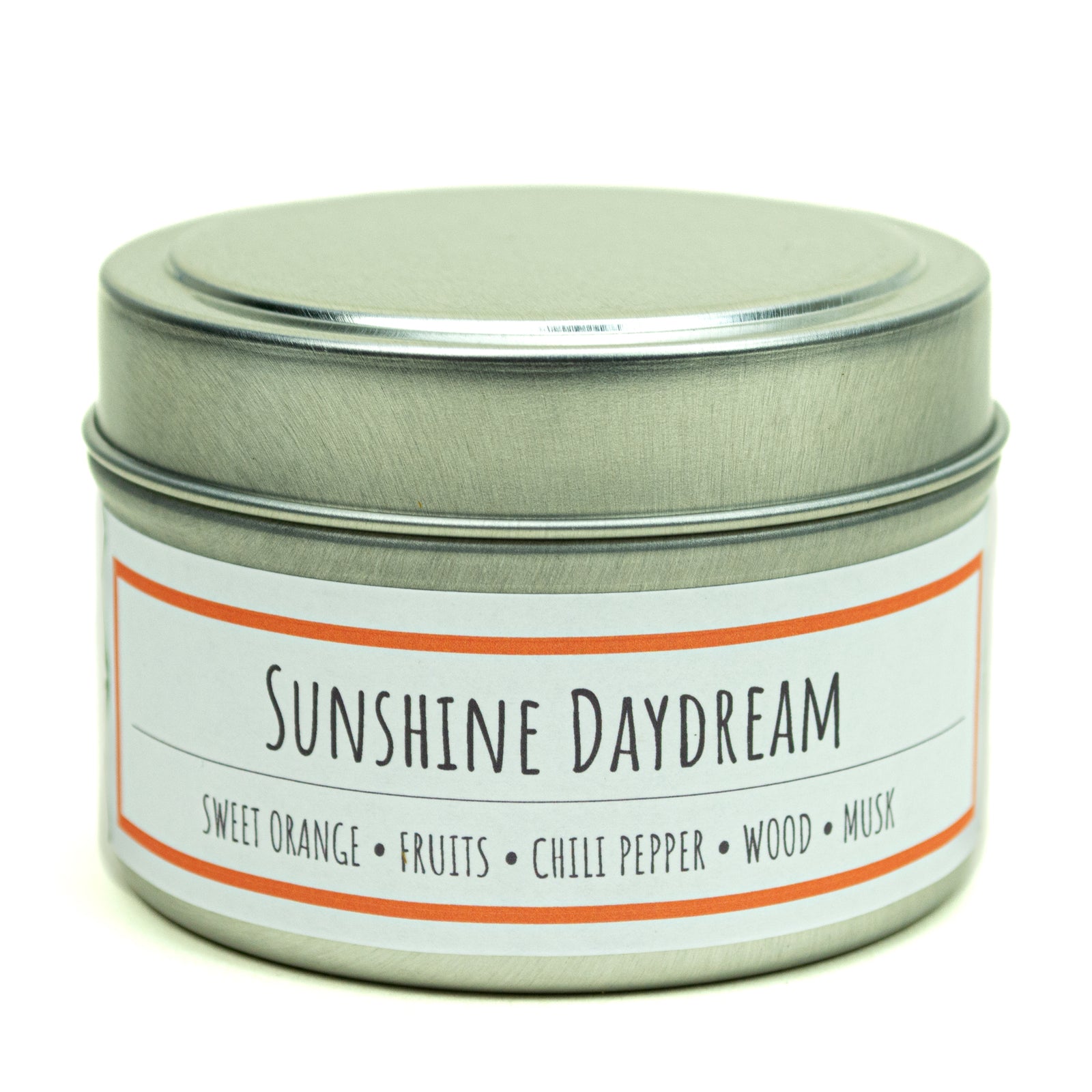 Sunshine Daydream scented 3 oz. soy candle in travel tin - FKA Sweet Orange & Chili Pepper