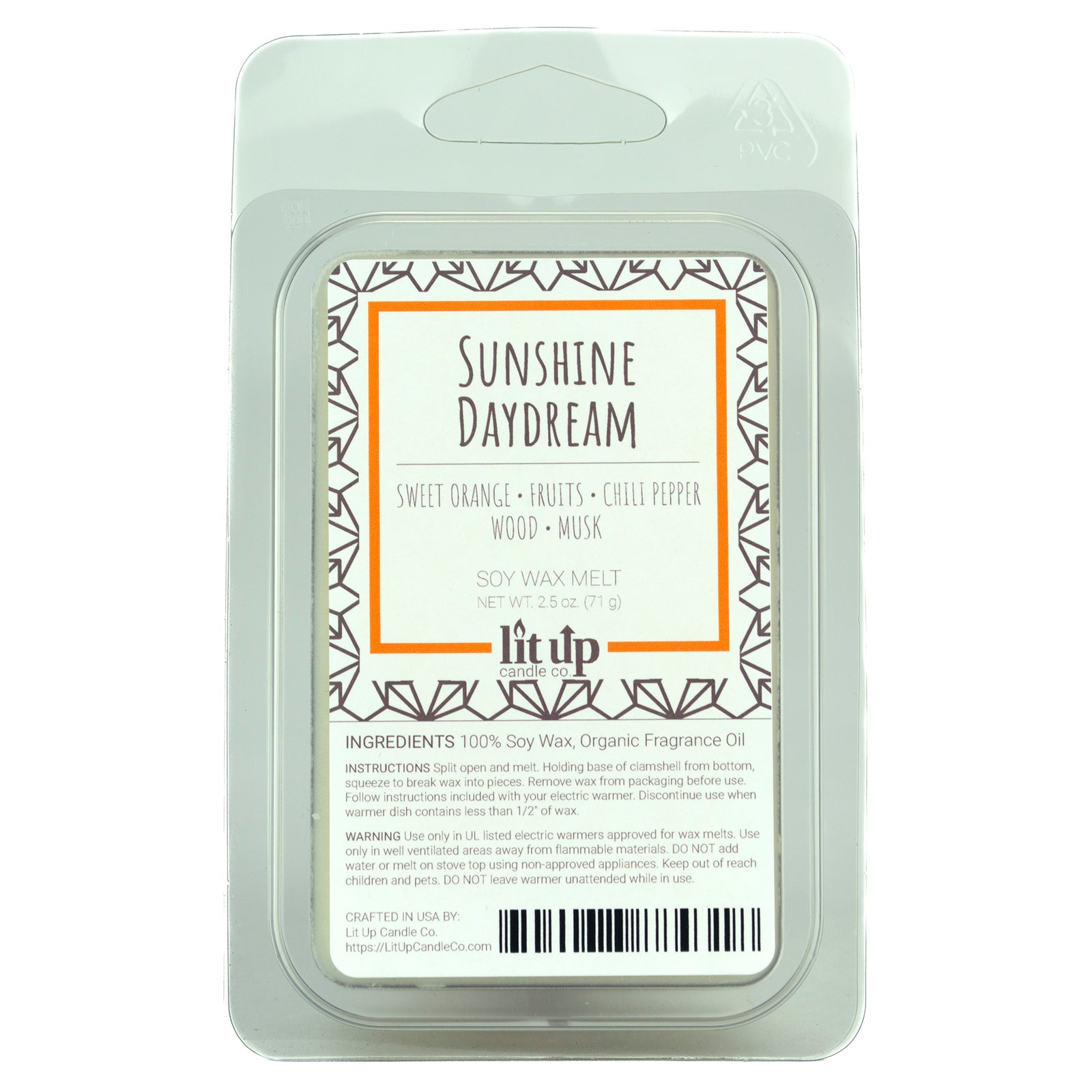 Sunshine Daydream scented 2.5 oz. soy wax melt - FKA Sweet Orange & Chili Pepper