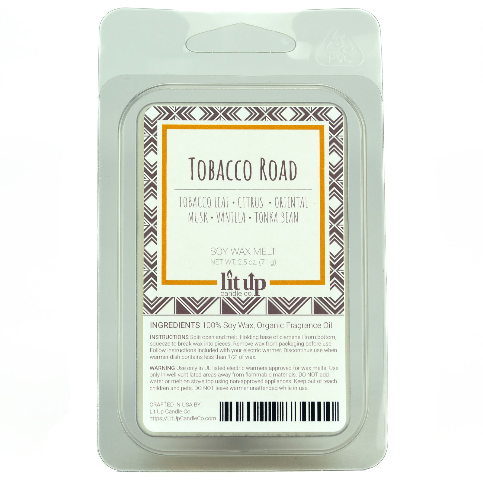 Tobacco Road scented 2.5 oz. soy wax melt - FKA Tobacco Caramel